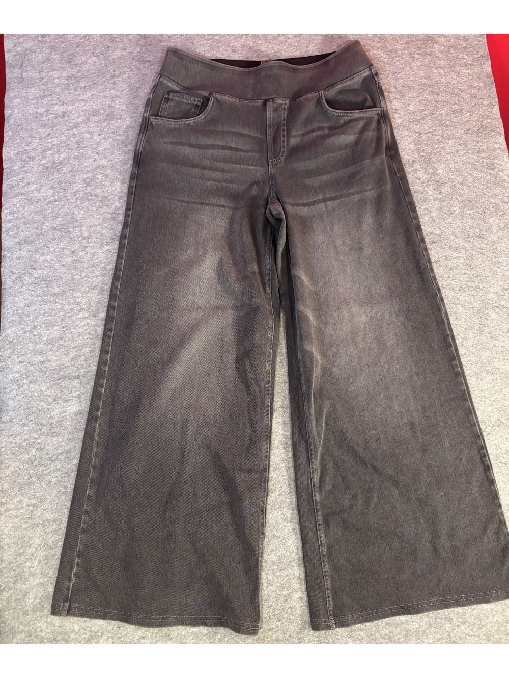 Halara Women's Wide Leg Denim Jeans, Size L Petite, Black Wash